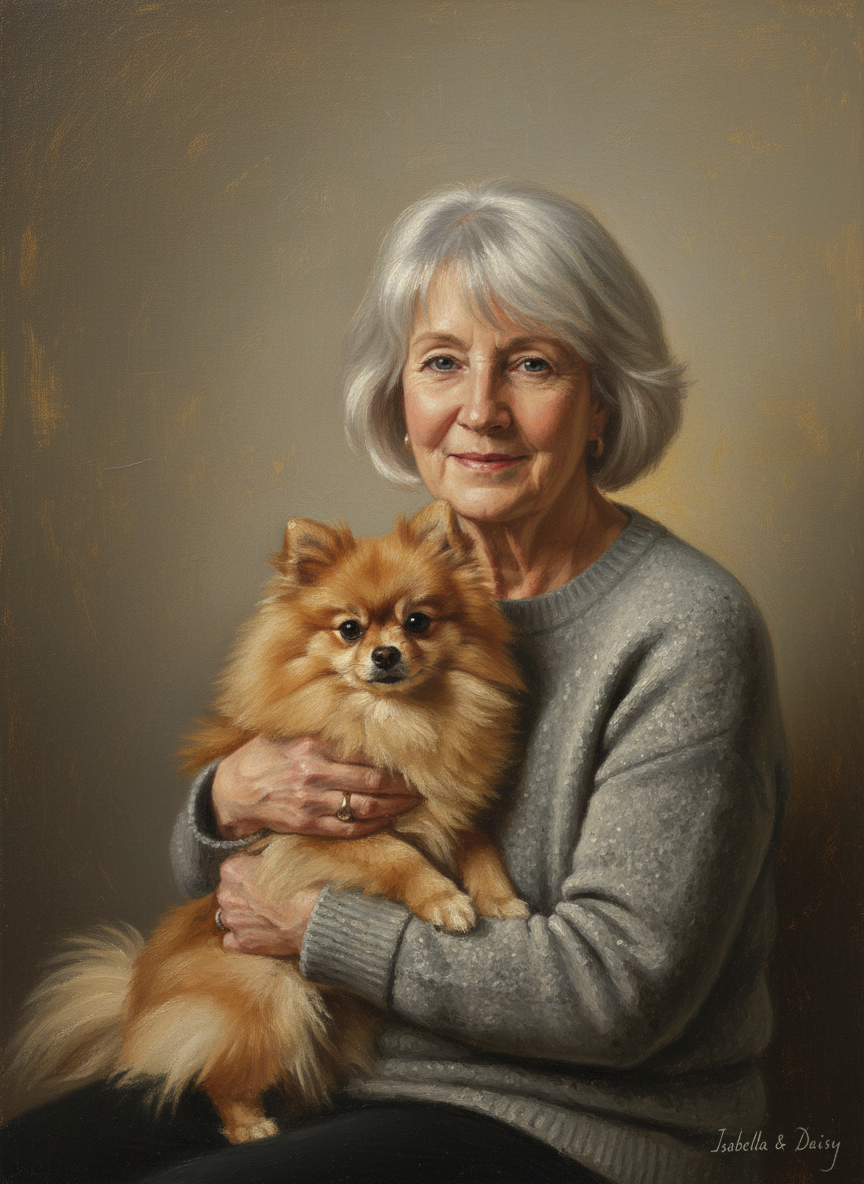 Renaissance oil painting portrait — neutral-gray